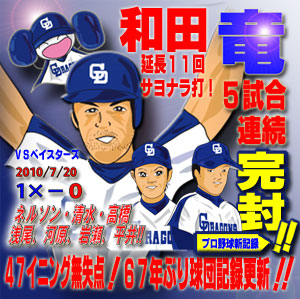 100720竜5試合連続完封!!